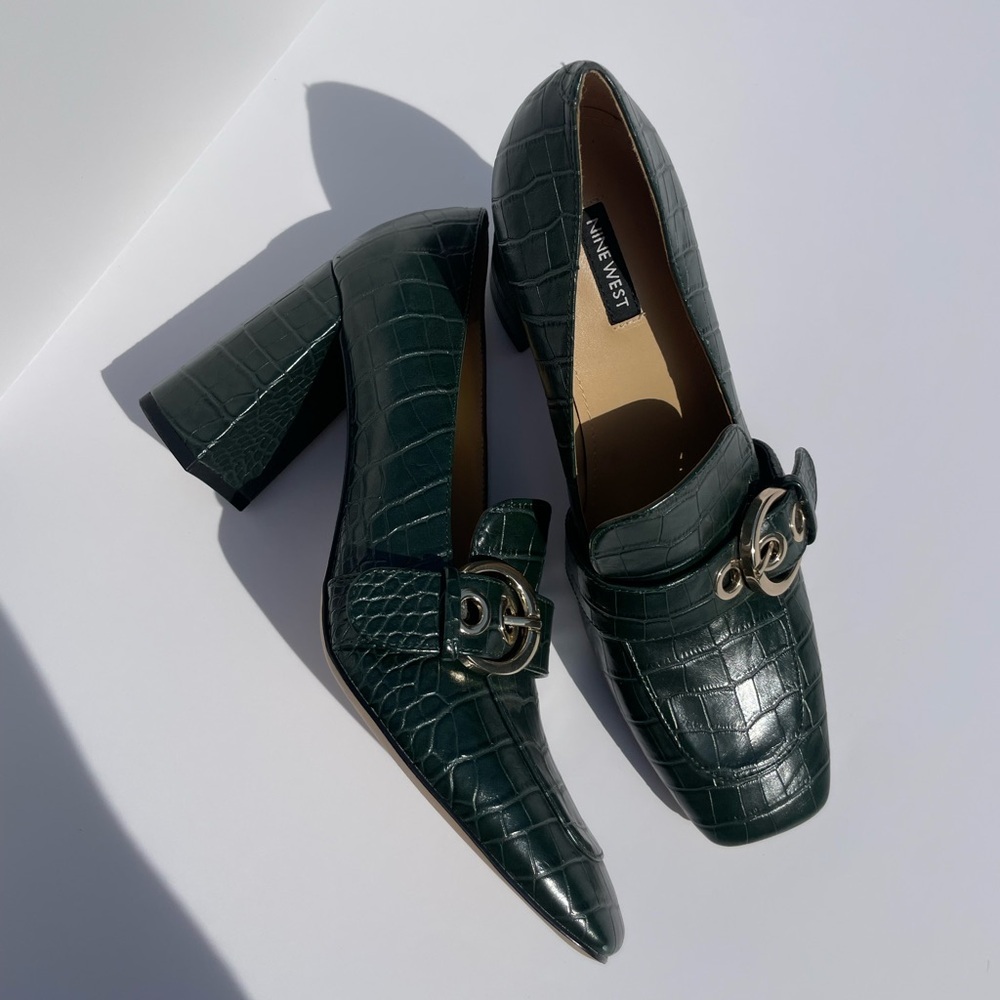 Nine West Urila Croc Heeled Loafer Pump - Picture 5 of 7